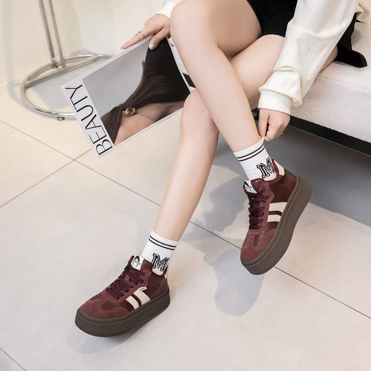 时尚休闲鞋德训鞋增高女鞋6083