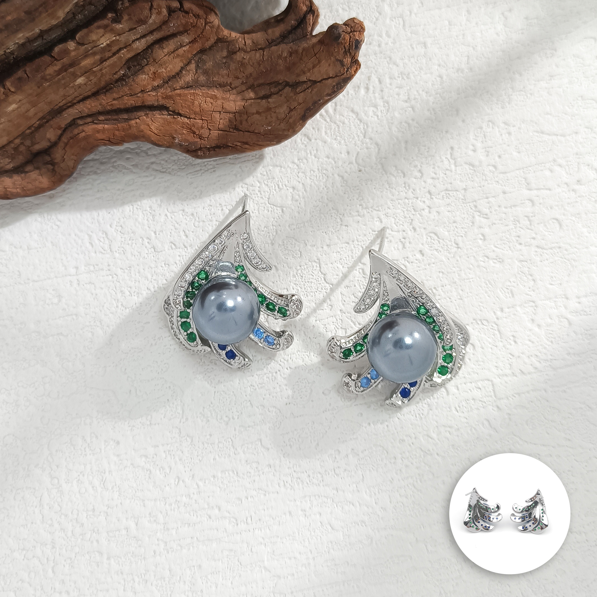 铜合金合成锆石耳饰 WHLM-006140【黛月浮光】耳饰百搭时尚轻奢