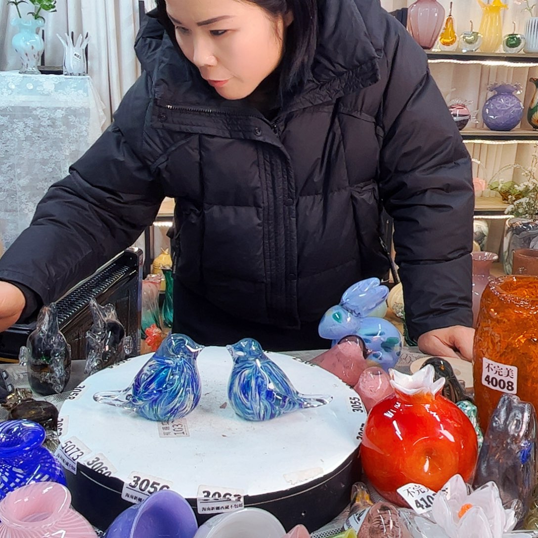 一对鸟家悦美居琉璃摆件