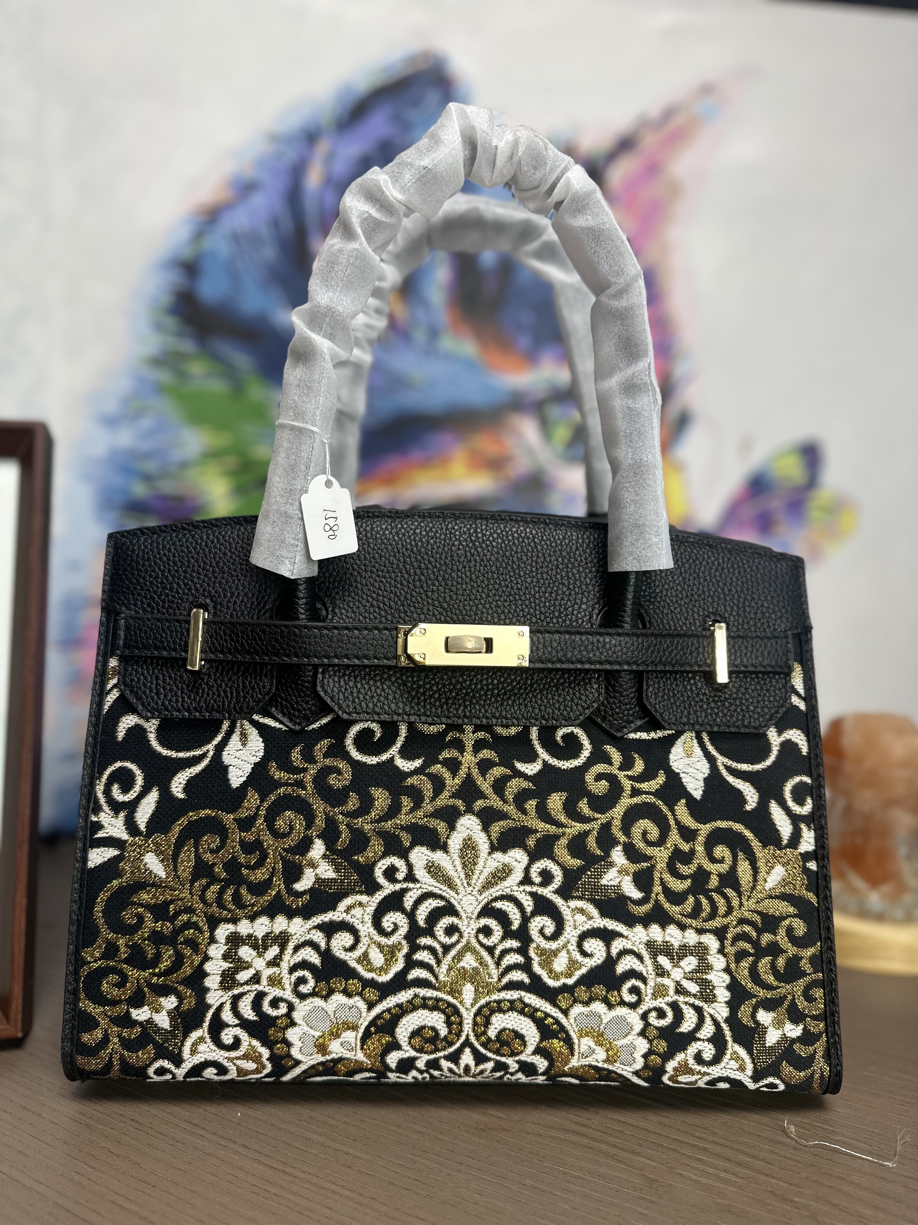 黑色非遗唐锦手工大包新中式国风时尚通勤百搭女士手提包