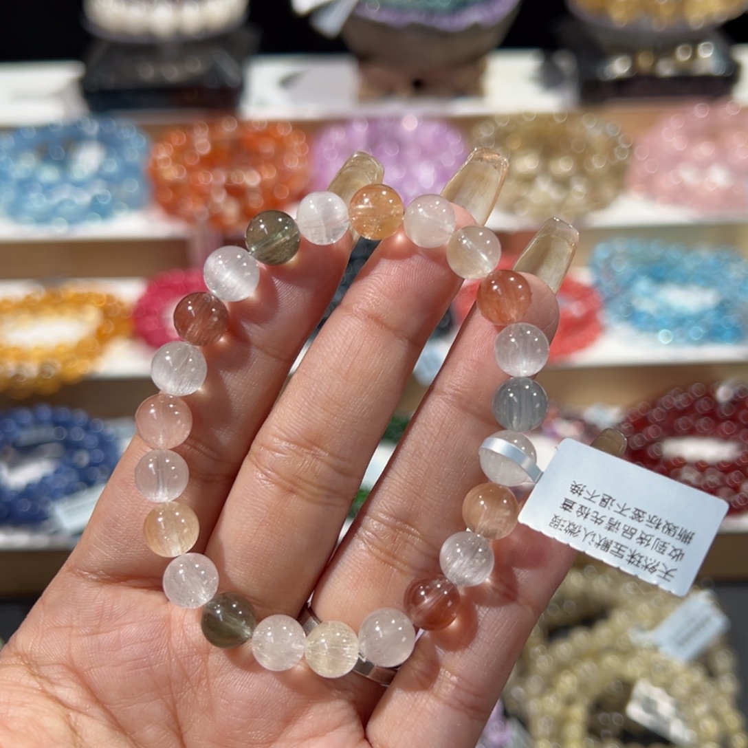 水晶手串未镶嵌收藏级猫眼彩兔毛8.2mm