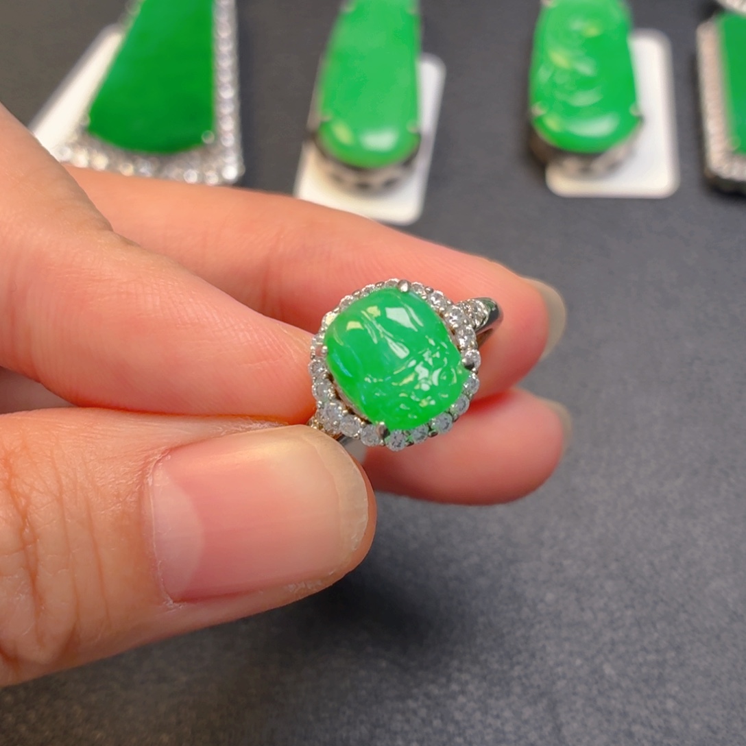 翡翠银S925镶嵌吊坠(不含链)戒指