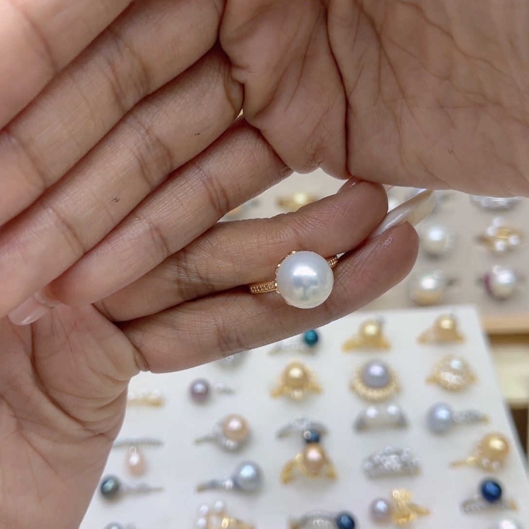 雨***芯戒指合金淡水珍珠