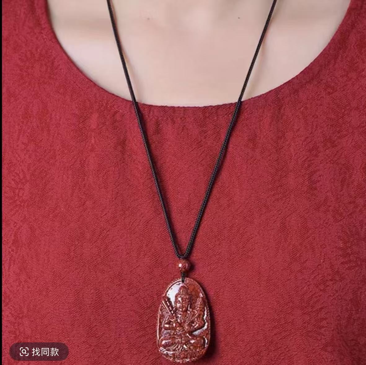 含辰砂工艺品【子木朱砂】晶体砂十二生肖本命佛吊坠挂件项链