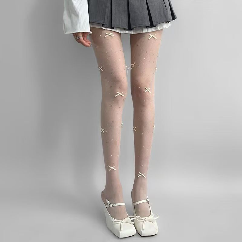 【主播同款】小个子闪钻丝袜防脱丝bling 蝴蝶结复古超薄款纯欲