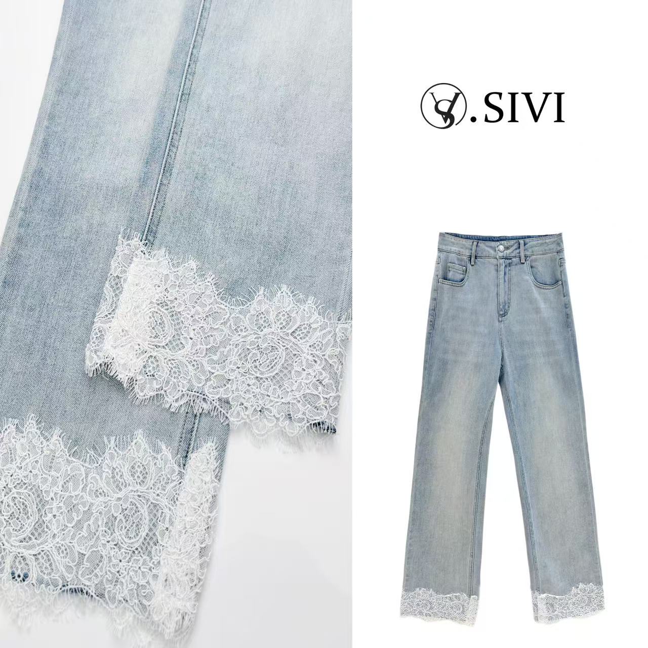 熙薇【蓝天白云】2025早春新款时尚显瘦烟管九分牛仔裤H1132