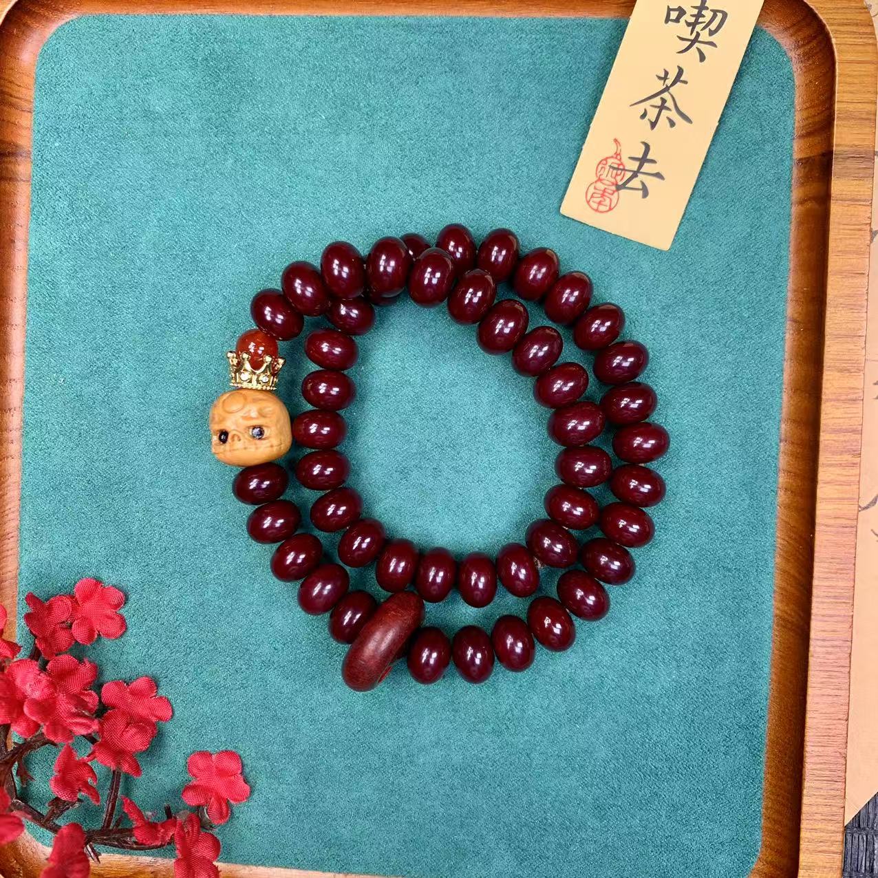 老料墨雨呆 双圈菩提根手串