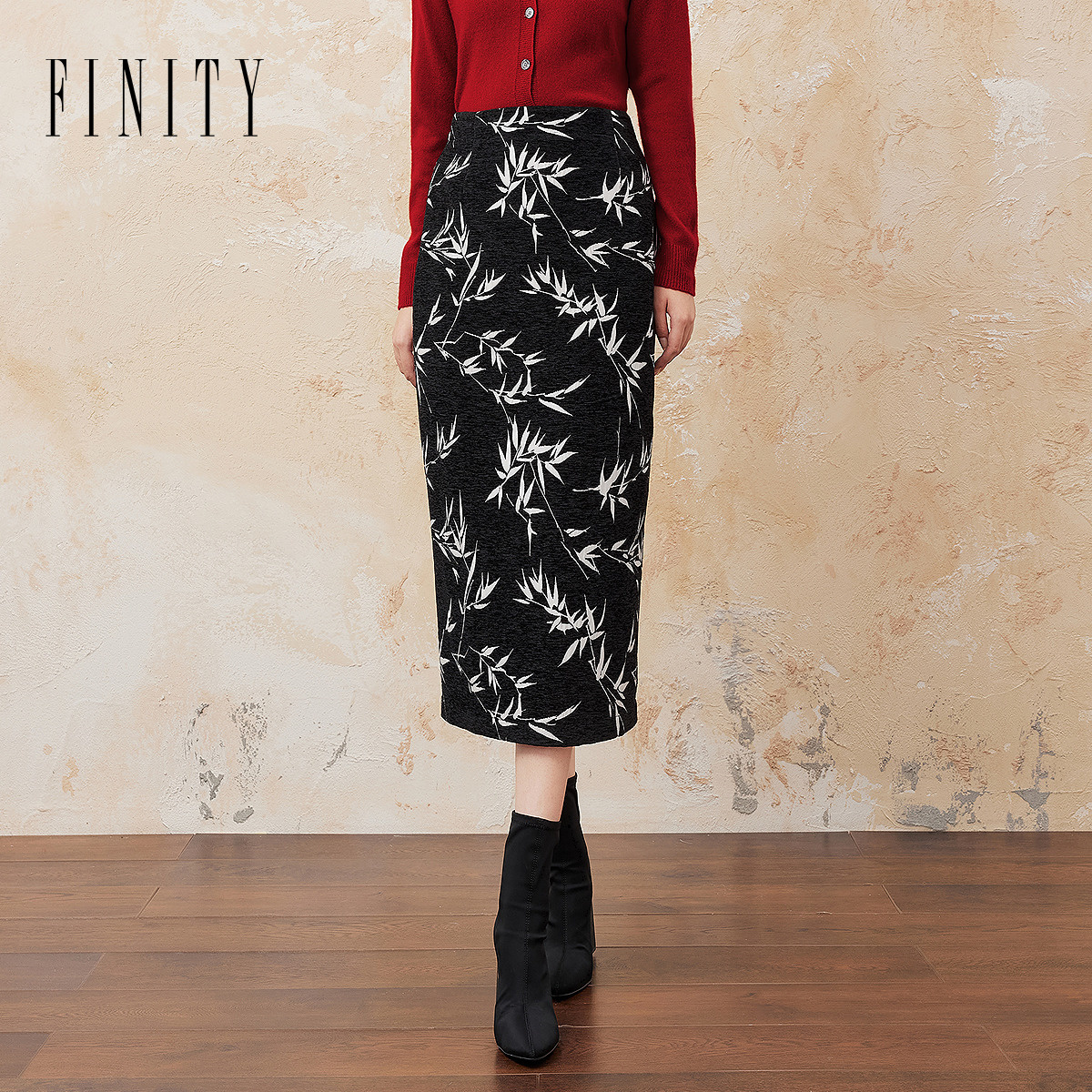 【粉丝专享】FINITY 新款国风显瘦高腰复古时尚半身裙 F21X9D68Q2