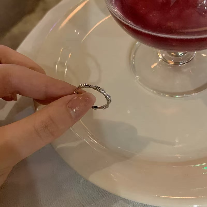 铜合金戒指 梅姐饰品a38 竹节戒指女小众设计开口素圈戒指