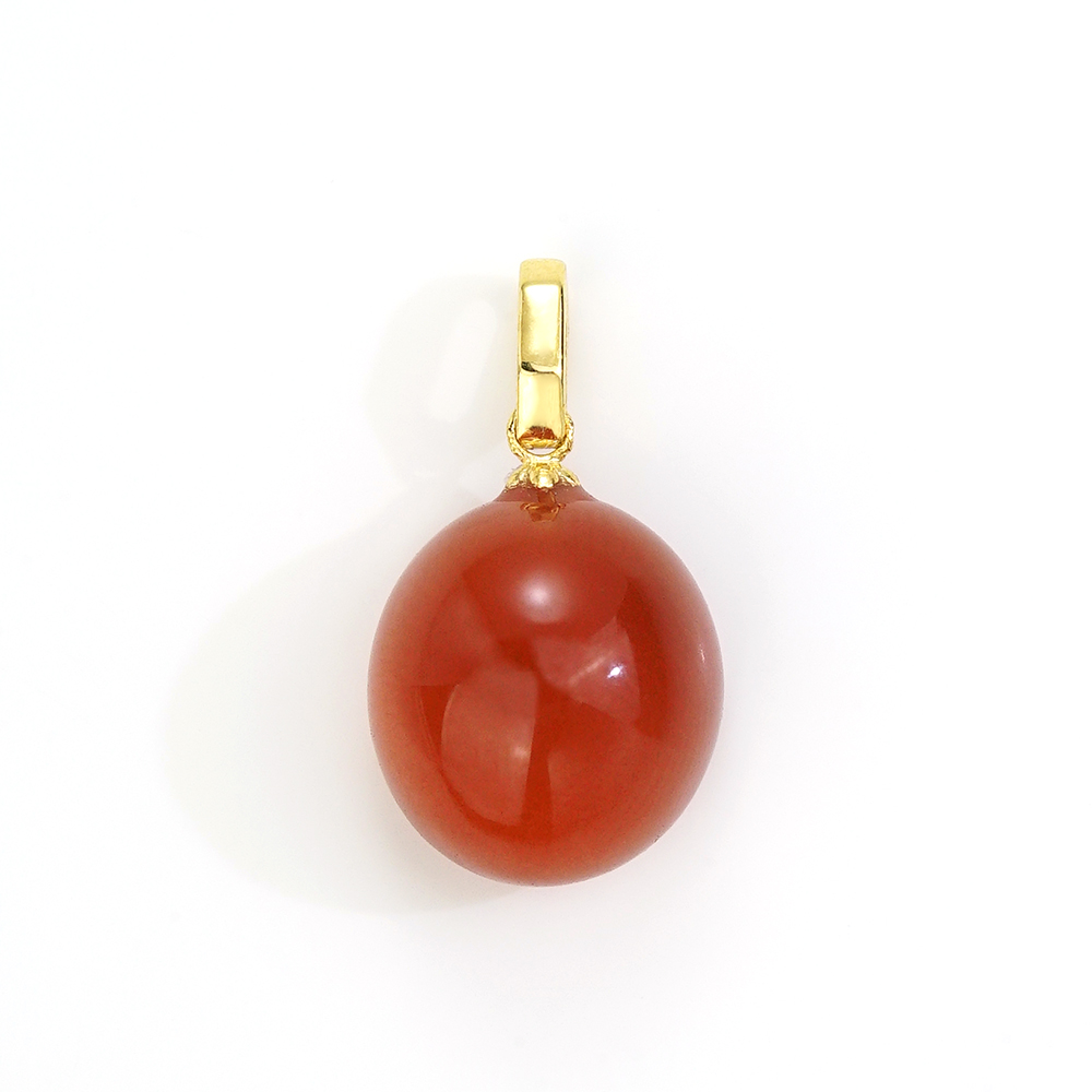 K金 【丹砂】9K金冰红南红大孔道吊坠46473