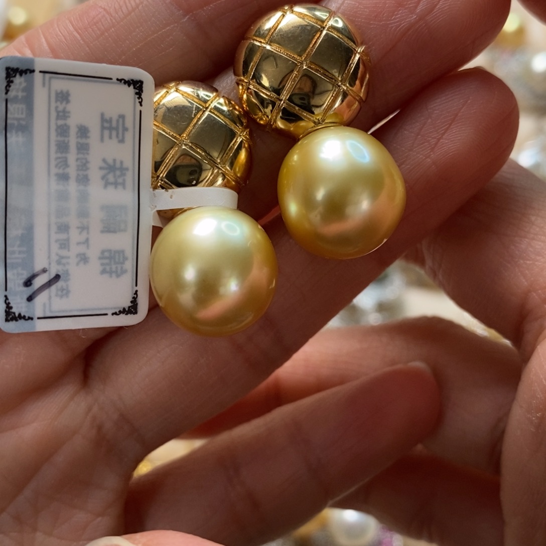 海水珍珠耳饰银S925镶嵌