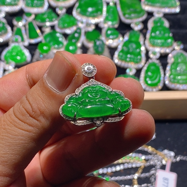 翡翠银S925镶嵌颈饰天然A货翡翠