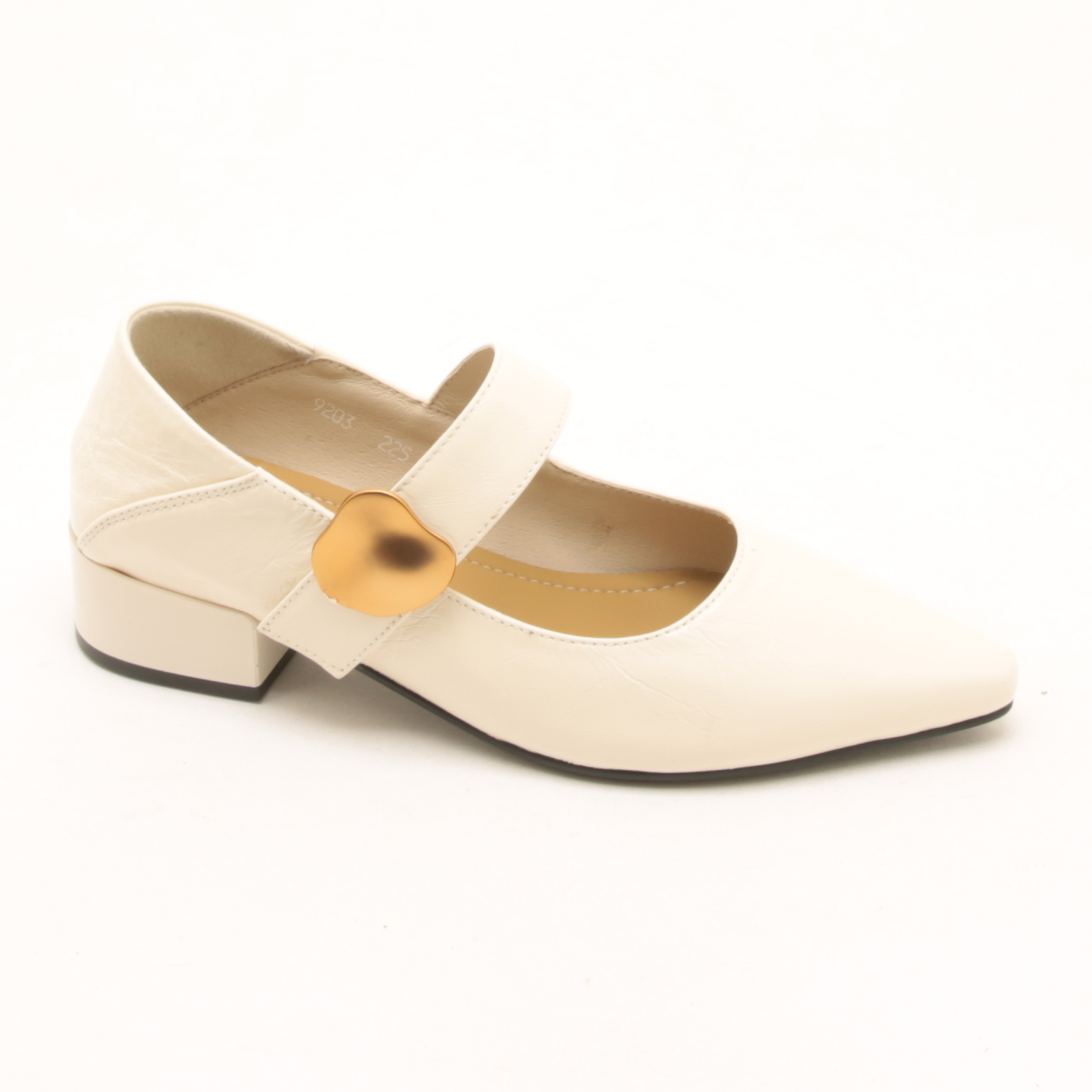 6522春夏新款尖头浅口魔术贴一字带玛丽珍女鞋后跟可踩粗跟单鞋