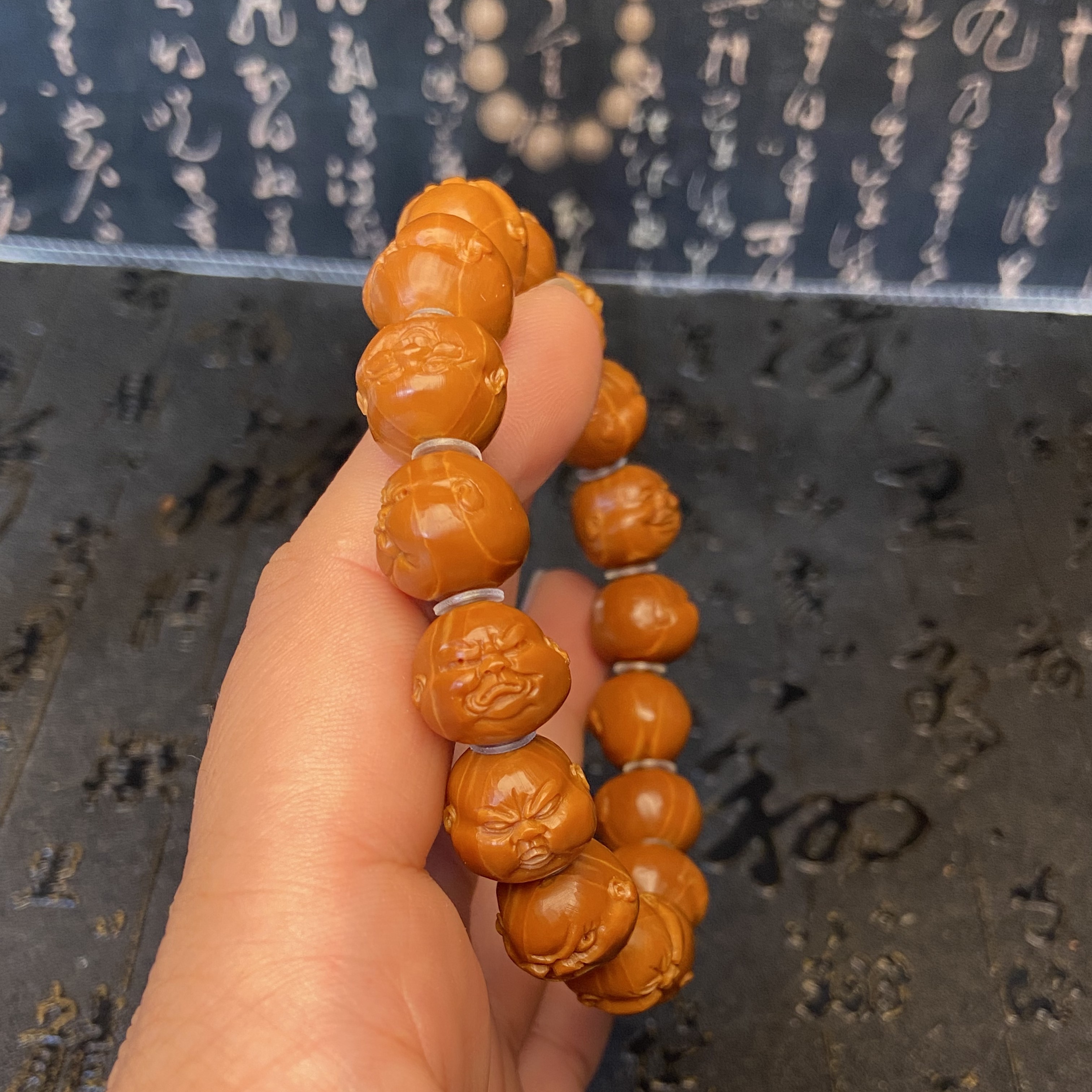 红料铁核人生百态橄榄核手串