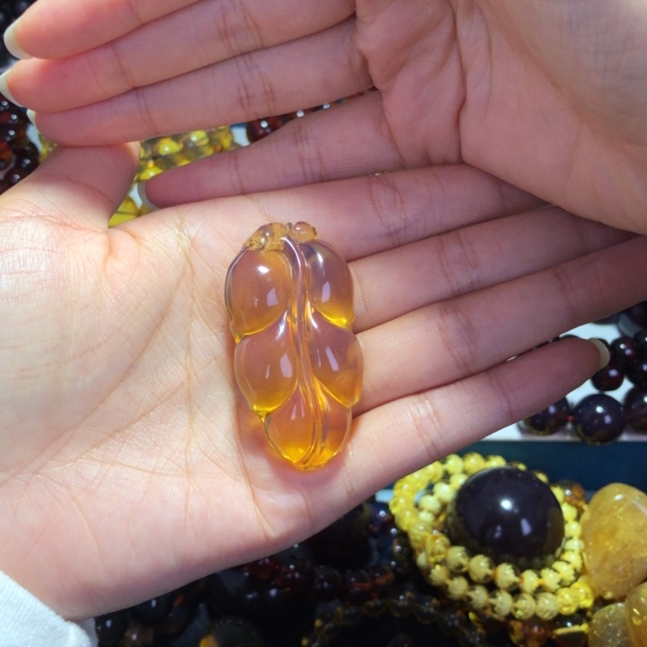 康***店琥珀未镶嵌手链蓝珀树叶吊坠