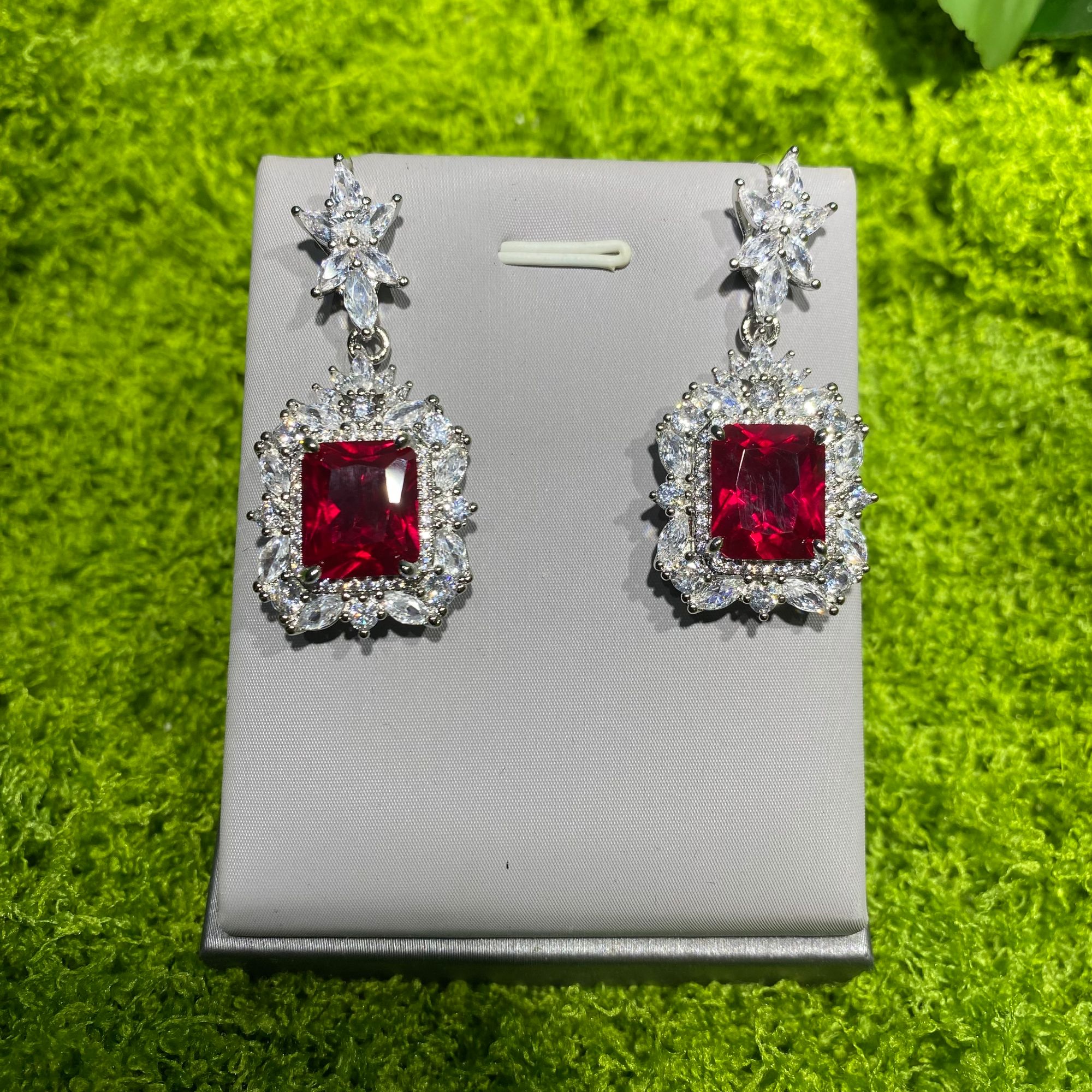 合成(培育)红宝石【罗彬专属】精美时尚红宝石耳饰 XKHB02 QH 