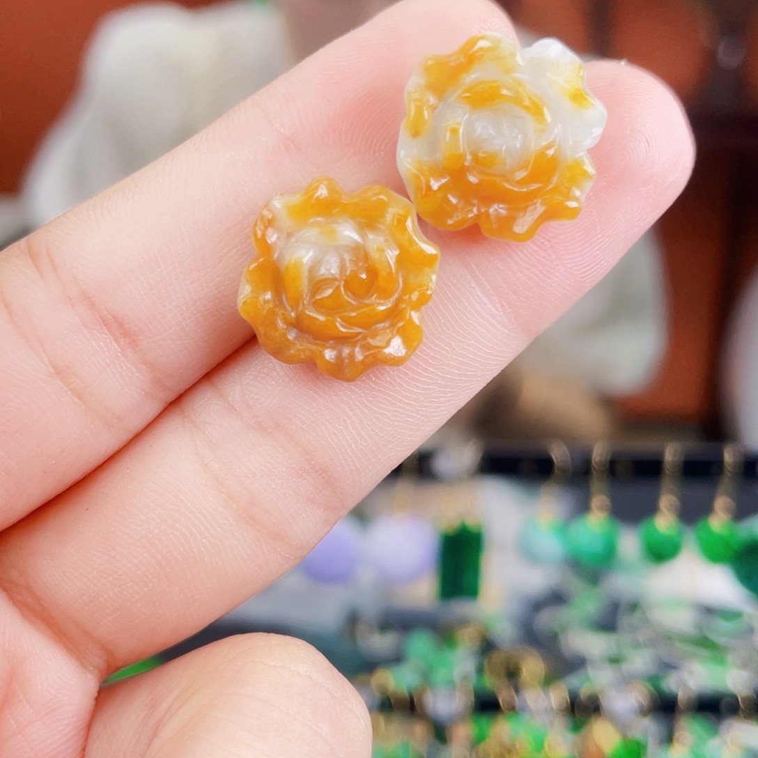 翡翠未镶嵌耳饰饰品