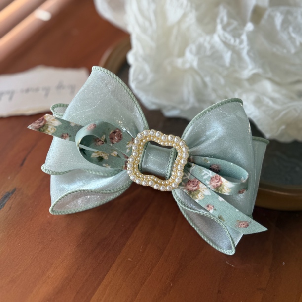 8851蝴蝶结边夹发夹（手工微瑕介意勿拍）