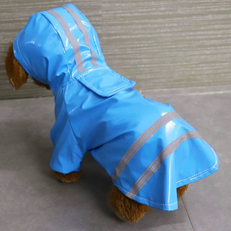 宠物PU雨衣两脚步反光条防水防雪适合小中型犬雨天外出