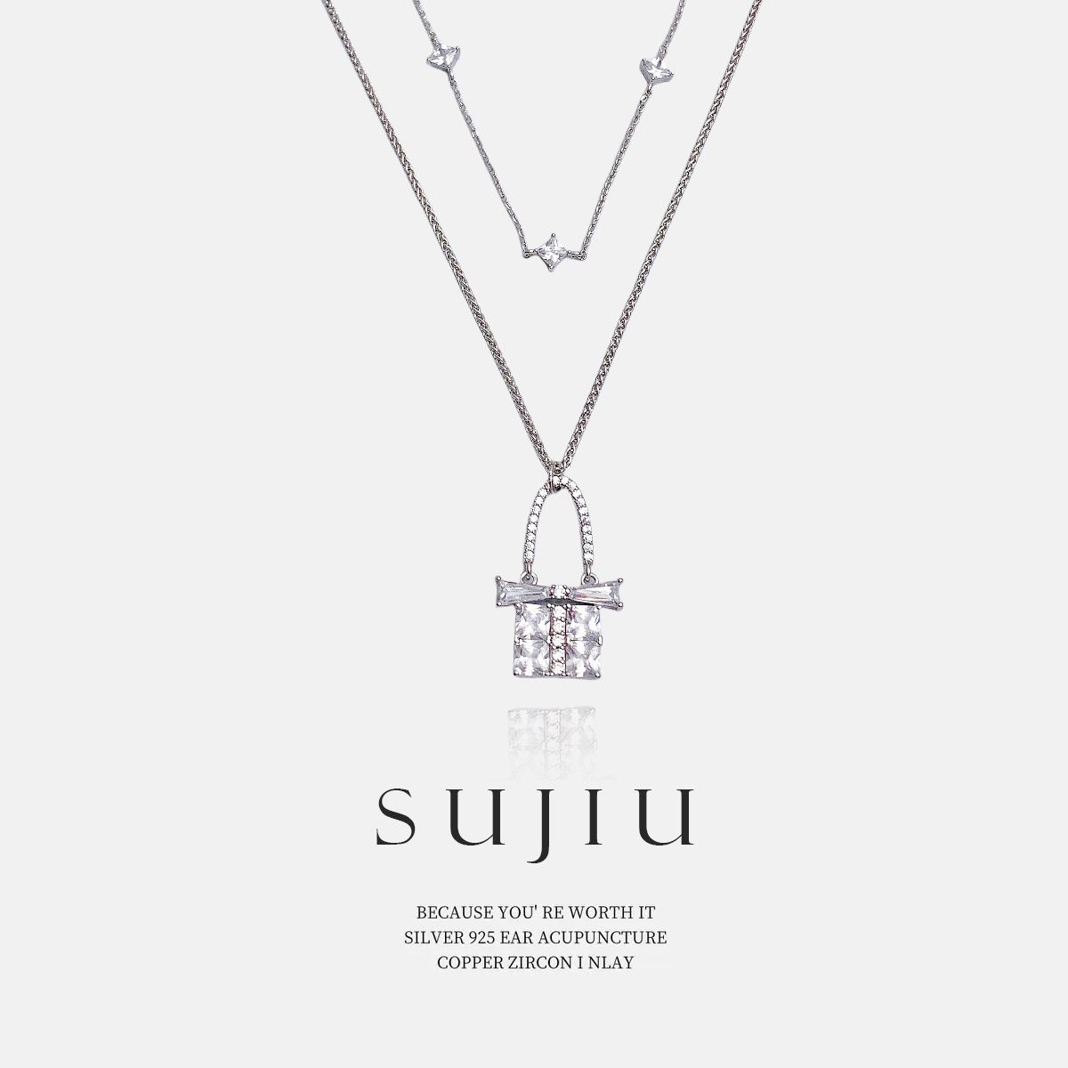 铜合金项链 SUJIU【星光熠熠项链】简约气质百搭时尚设计感项链7433