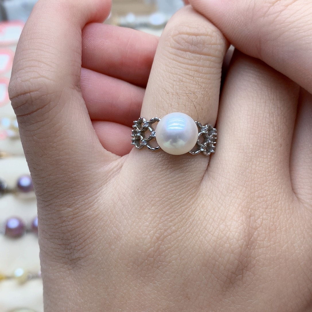 淡水珍珠戒指银S925镶嵌