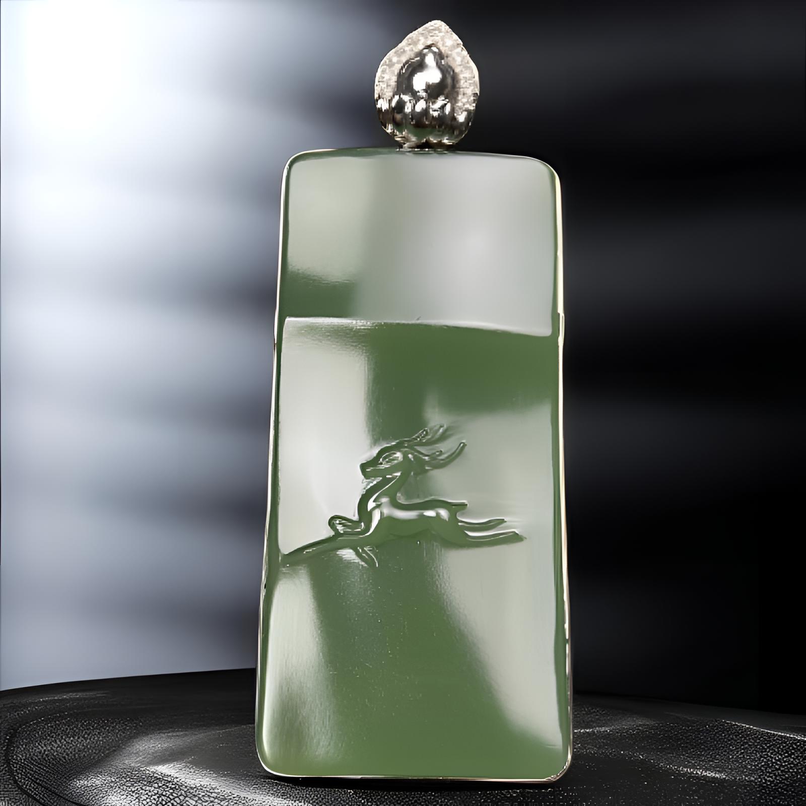 “逐鹿”中原 和田玉吊坠18k金镶嵌