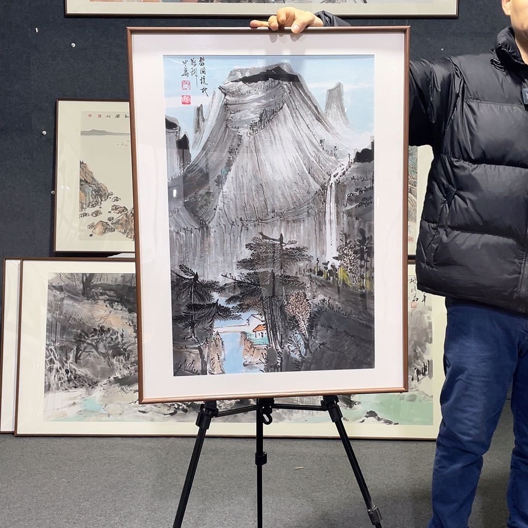 国画手绘画作品带框