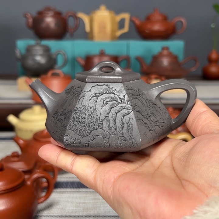 紫砂茶壶深*蚝六方子冶145毫升