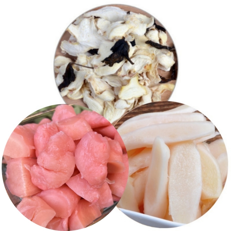 套餐：紫苏白盐姜100克+红姜坨248克+冰糖醋姜248克