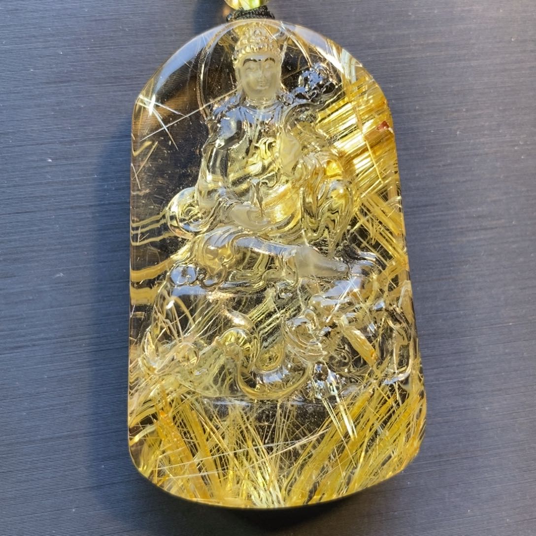 水晶未镶嵌颈饰钛晶普贤菩萨守护神吊坠