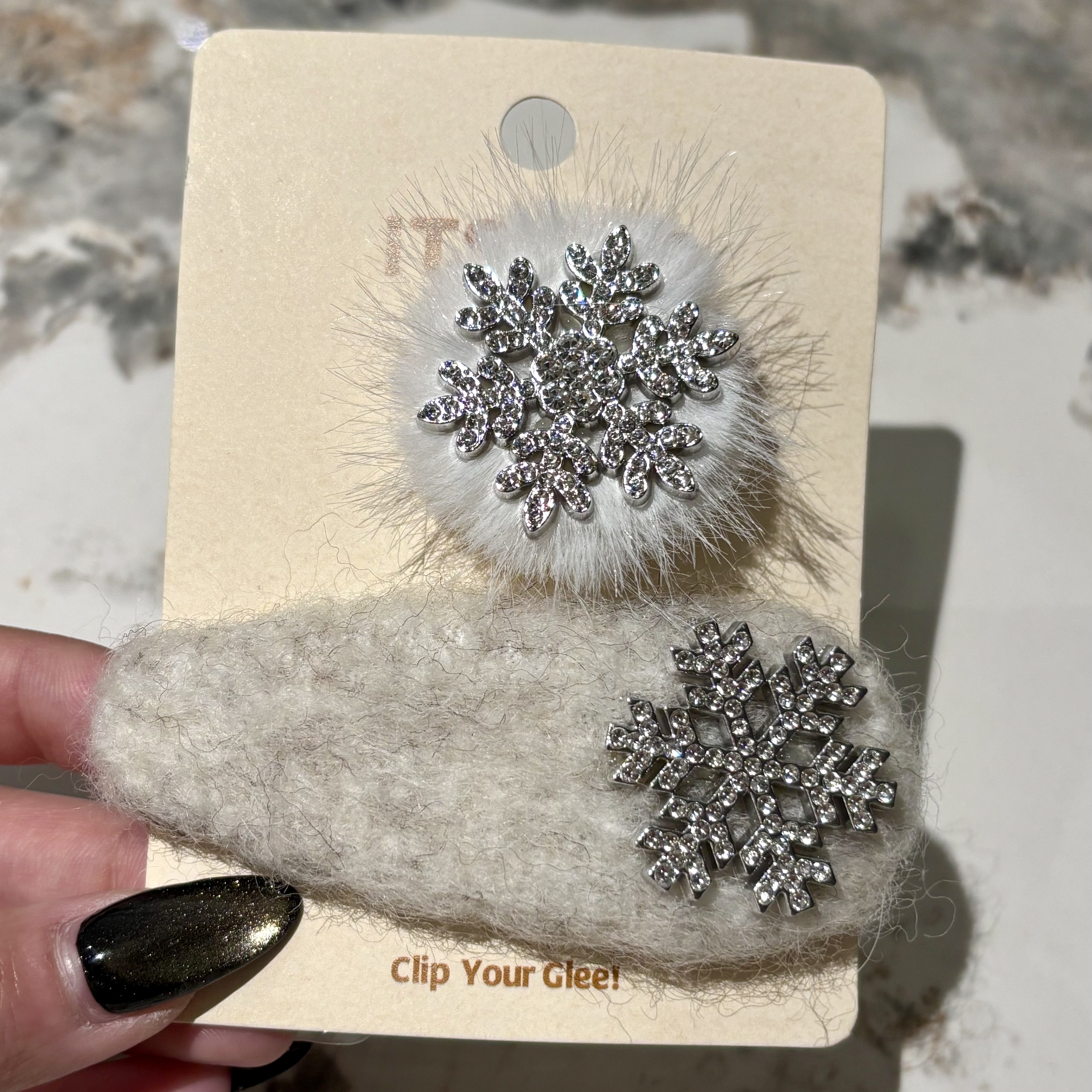 冬季毛绒绒钻石雪花新款网红爆款发夹BB夹千金风质感贵气发卡饰品