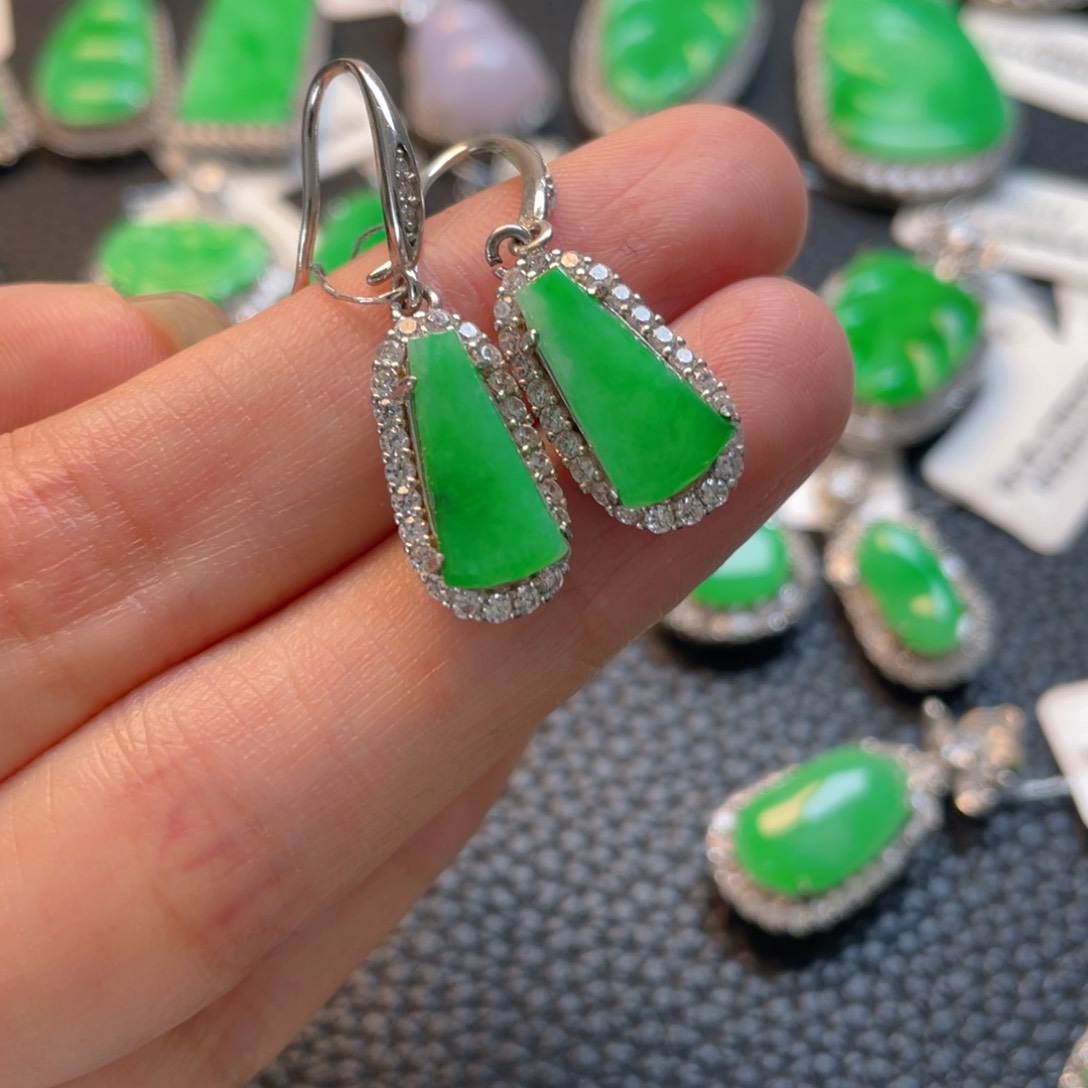 翡翠银S925镶嵌吊坠(不含链)耳坠