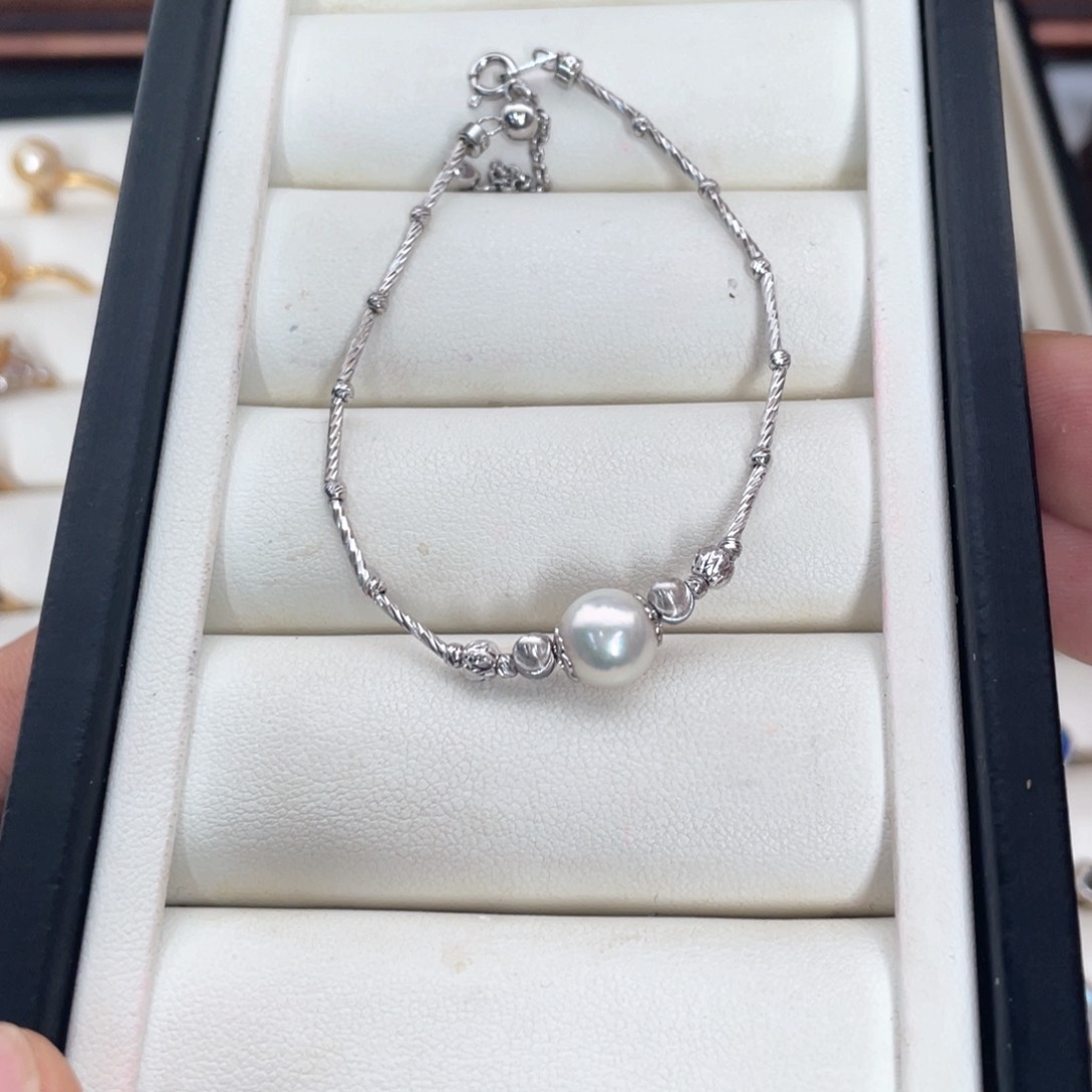 银S925镶嵌手绳海水珍珠