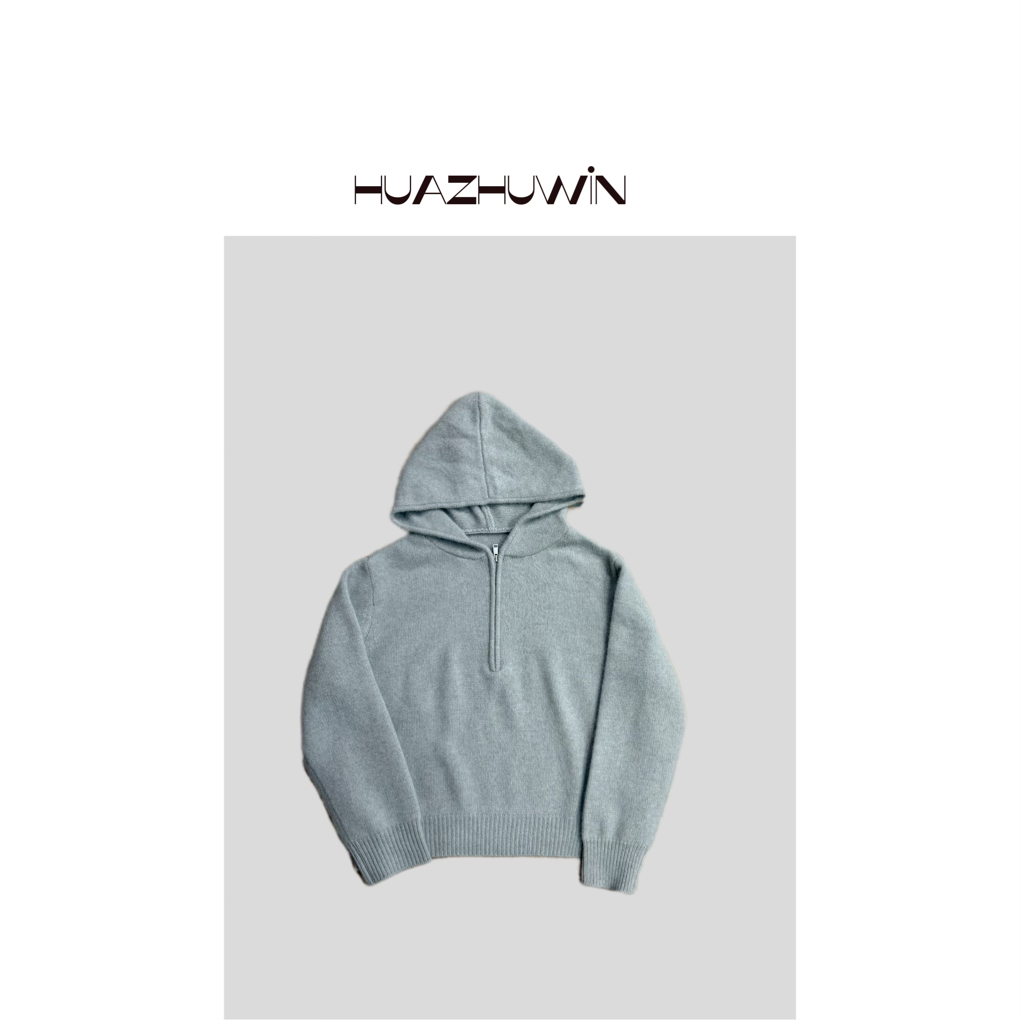 HZ-韩灰色百搭慵懒连帽浣熊套头毛衣