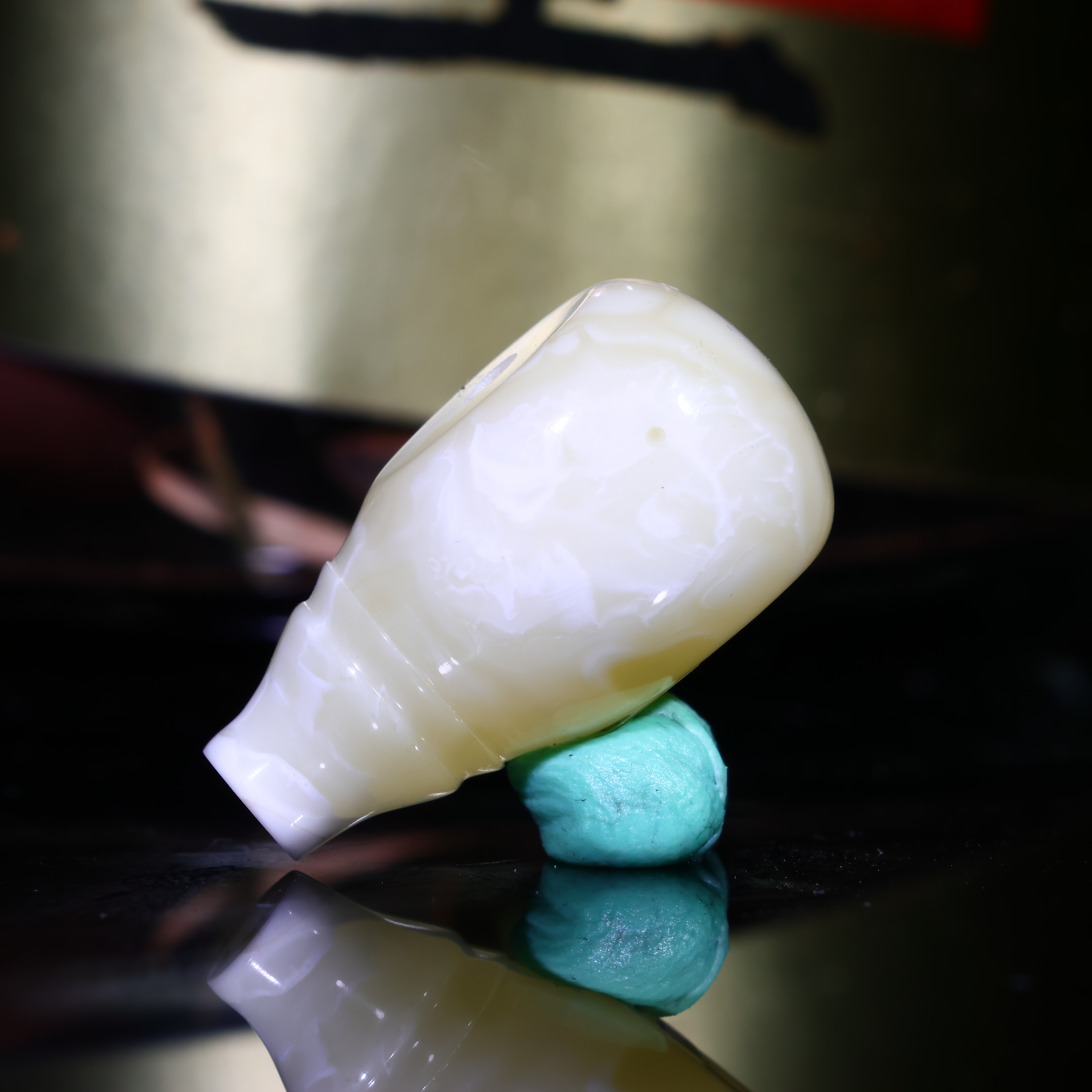 12m精工三通天然原矿一物一图满蜜白花蜡西施壶蜜蜡三通佛头-A354