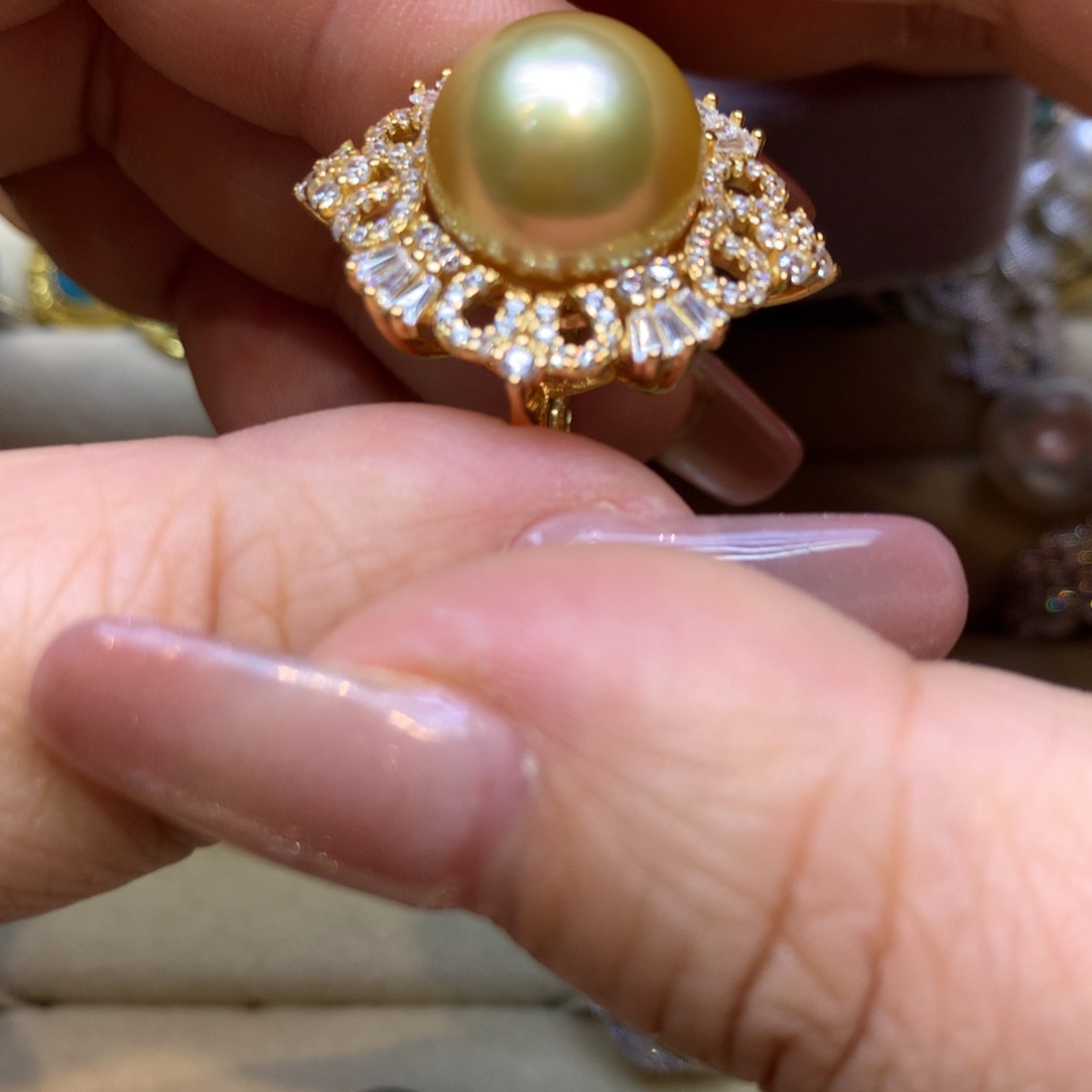 银S925镶嵌戒指海水珍珠