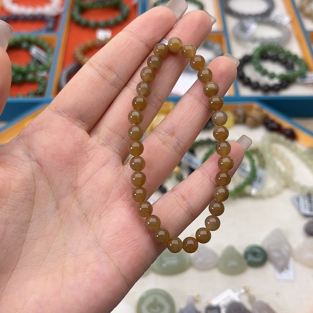 和田玉未镶嵌手链w9且末糖6mm