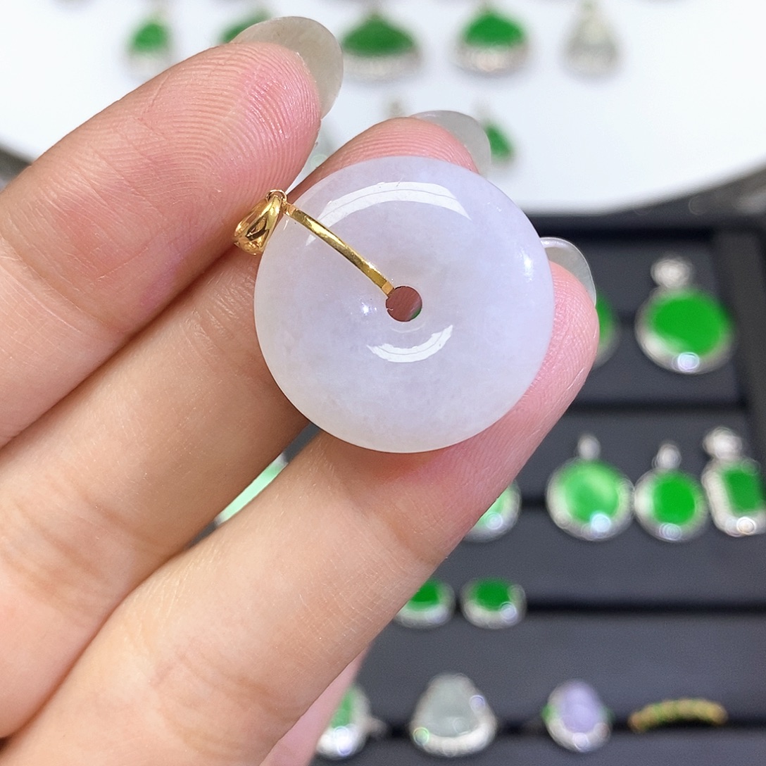 翡翠18K金镶嵌吊坠(不含链)