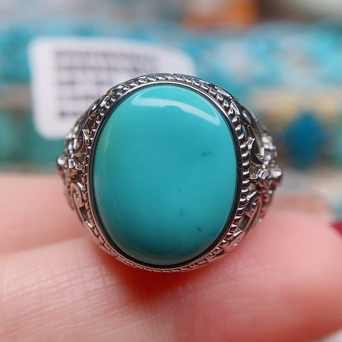 绿松石戒指银S925镶嵌