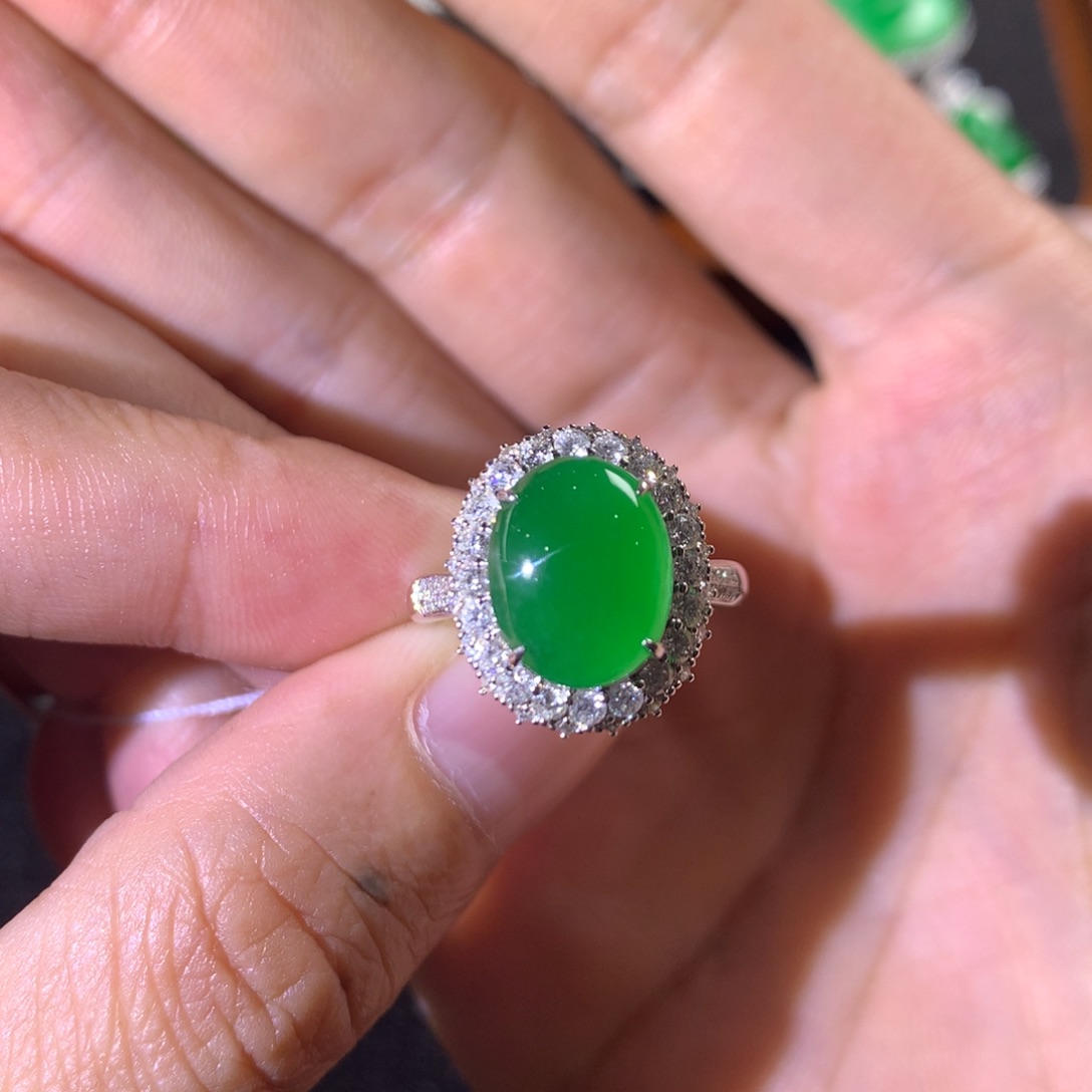 翡翠18K金镶嵌戒指两用款