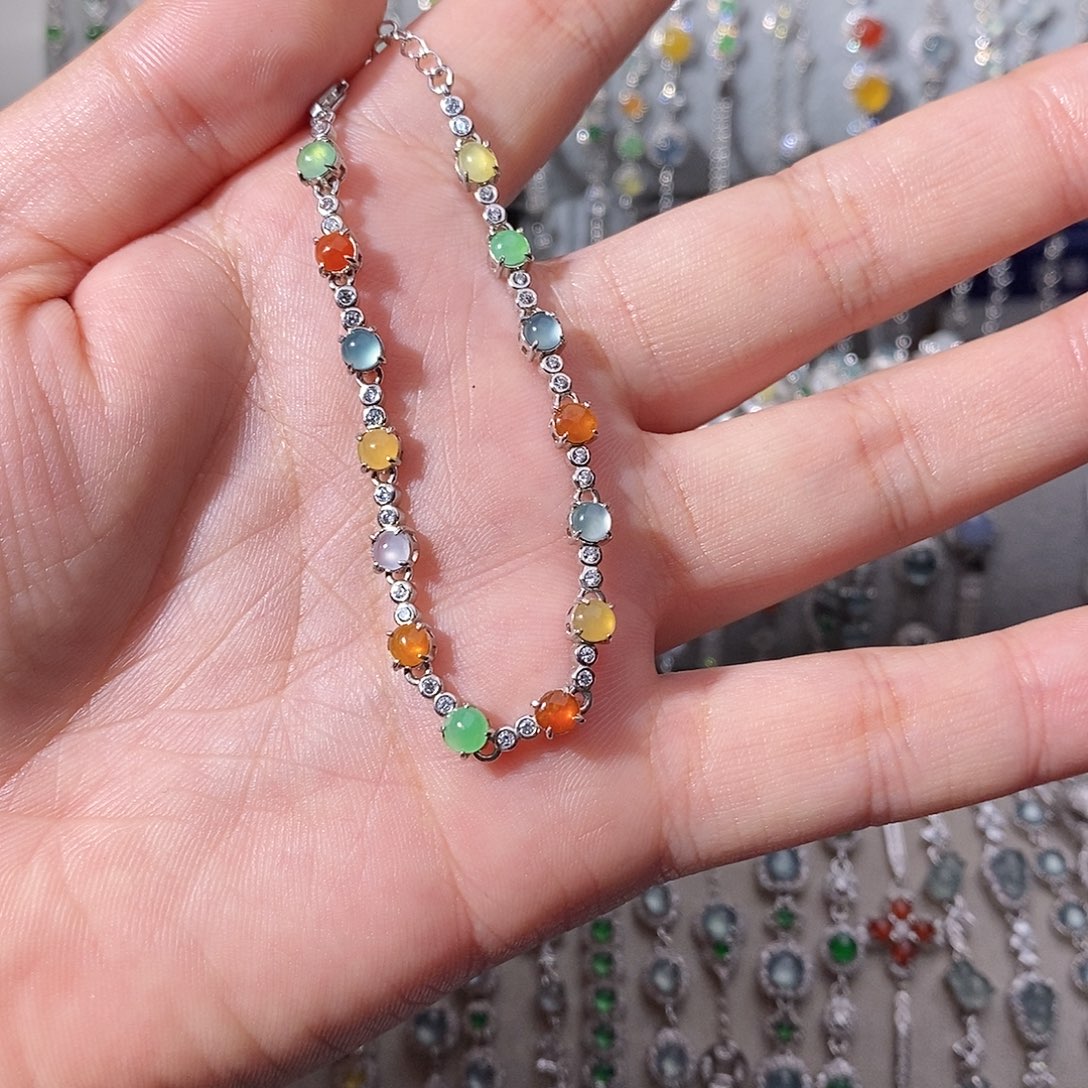 翡翠银S925镶嵌手链