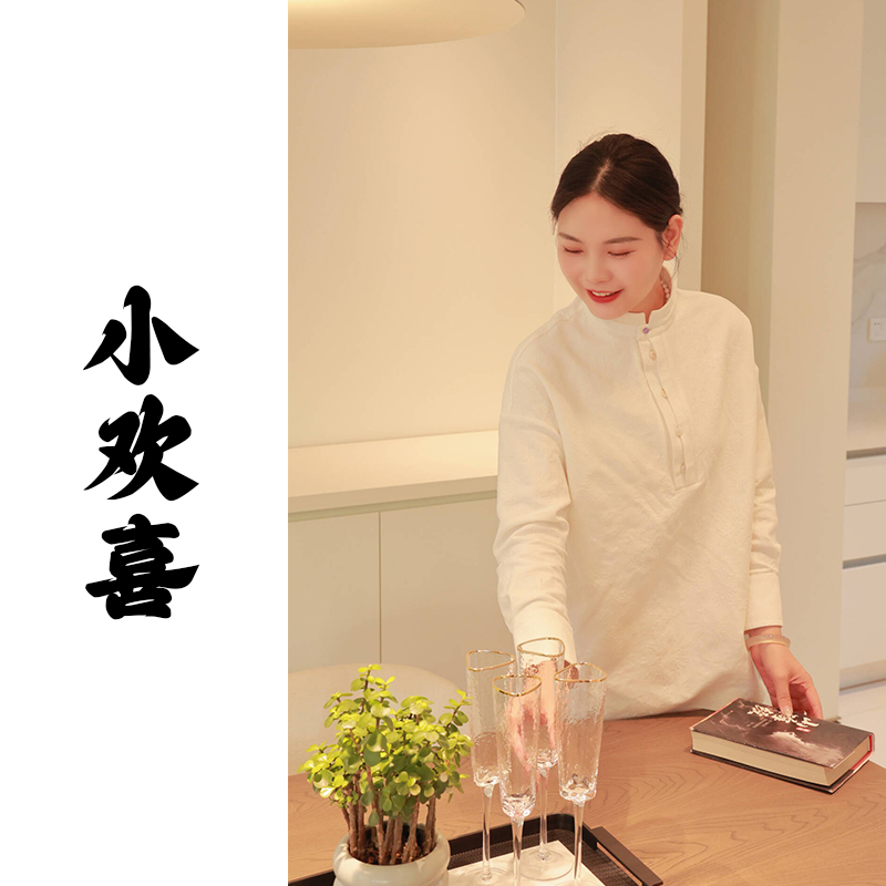 【抖音专属】小欢喜•新中式衬衣（24810189-白月光）