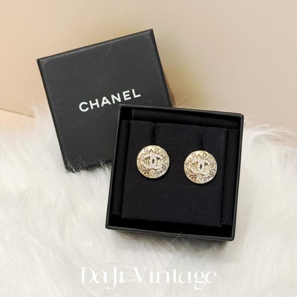 大吉中古/Chanel香奈儿金色双c带钻耳钉