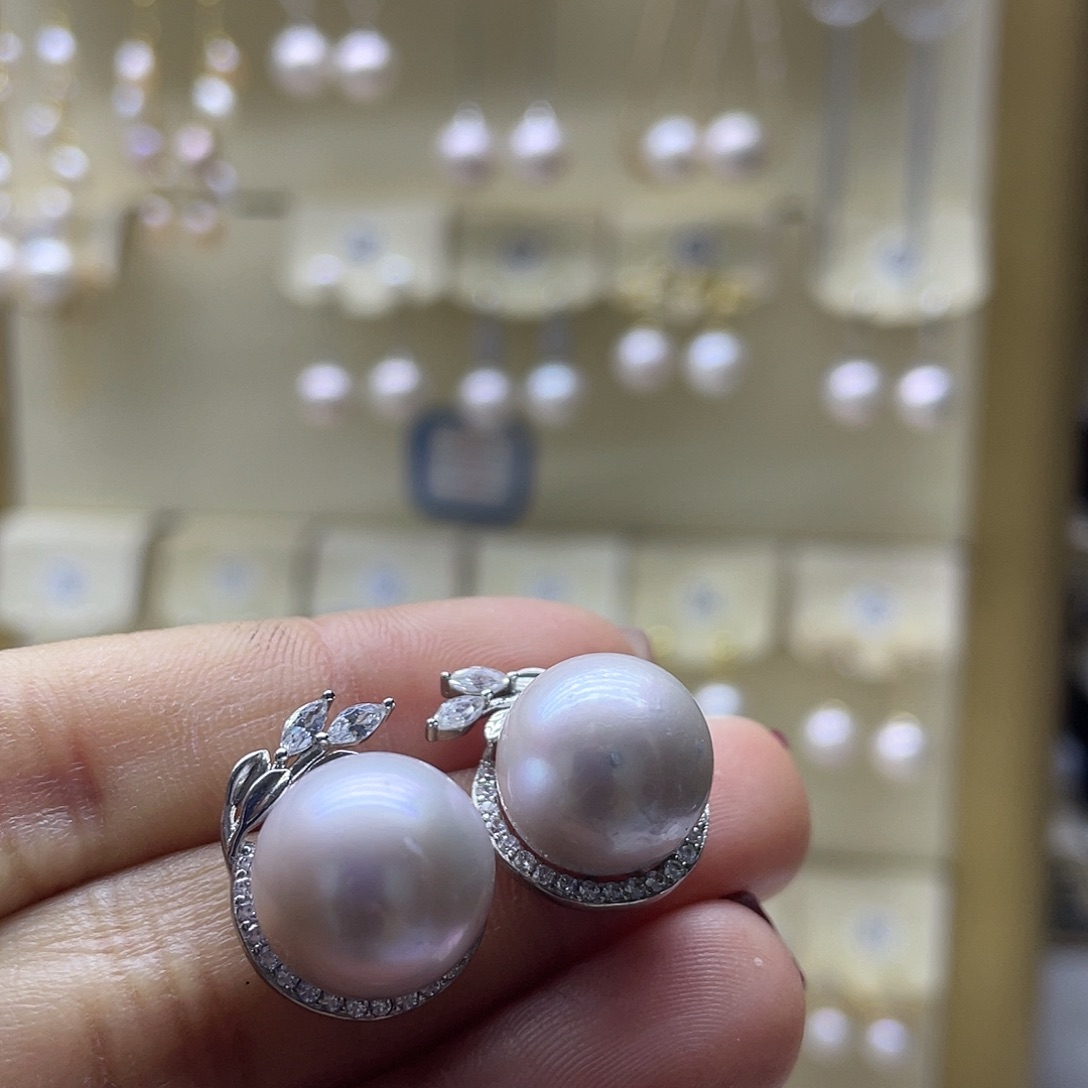 淡水珍珠耳饰银S925镶嵌