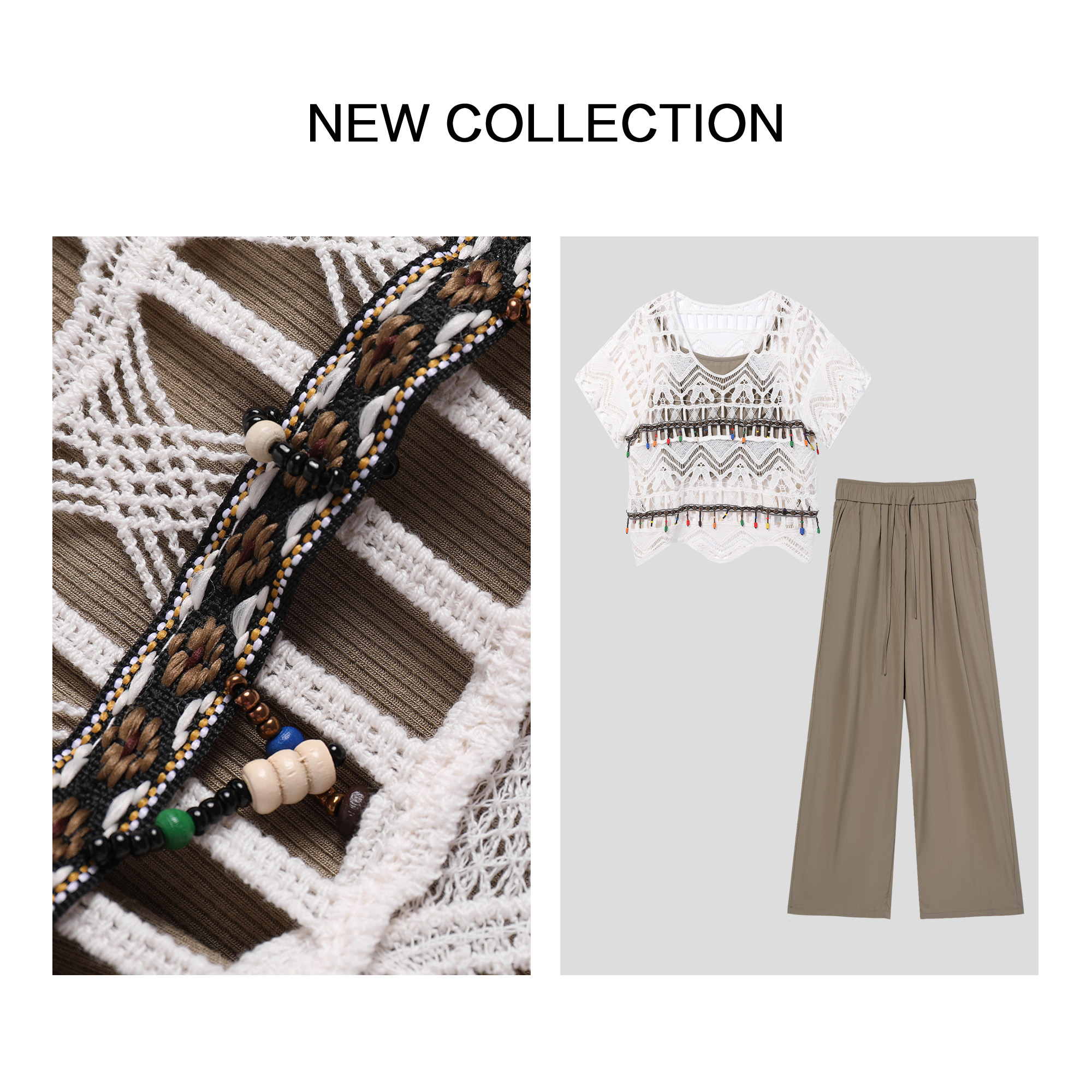 【珊珊专属】D1F38006A 秋日优雅女士高腰直筒裤套装-8006