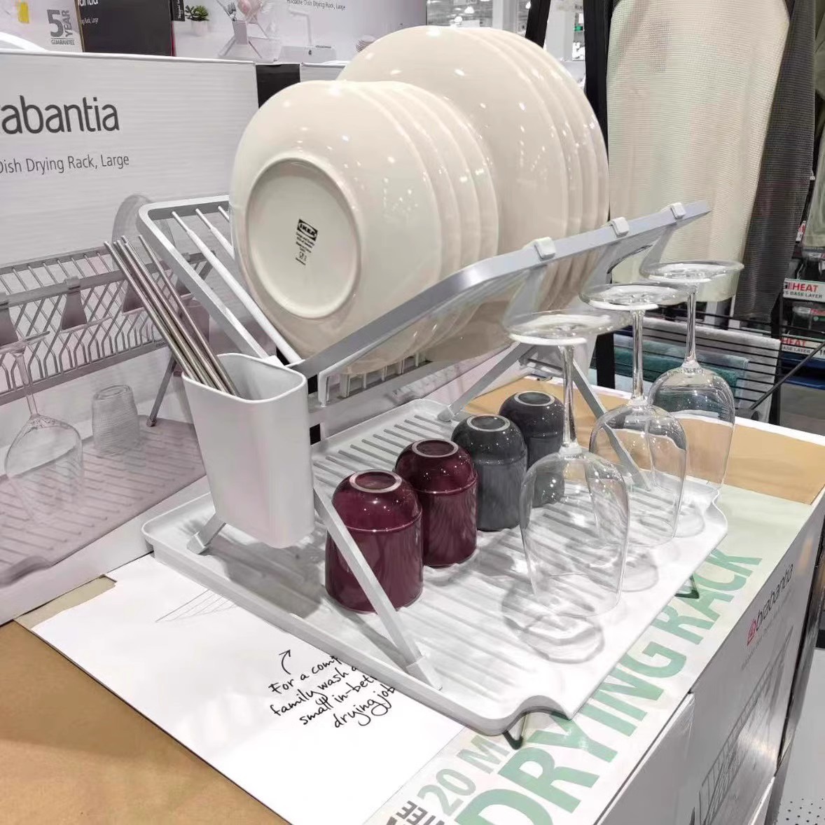 Costco代购 brabantia柏宾士可折叠沥水架 碗筷碟厨房收纳置物架