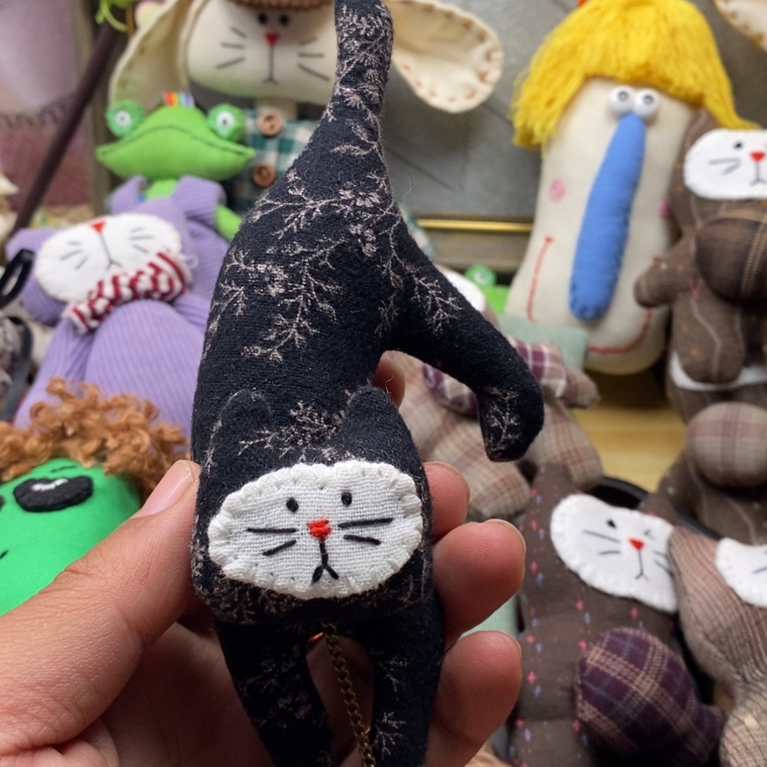 棉亚麻猫咪挂件的