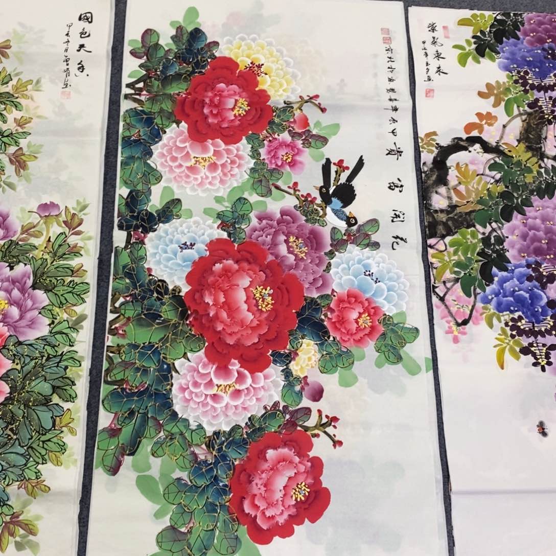 国画尺寸140✖️70四尺精品手绘牡丹