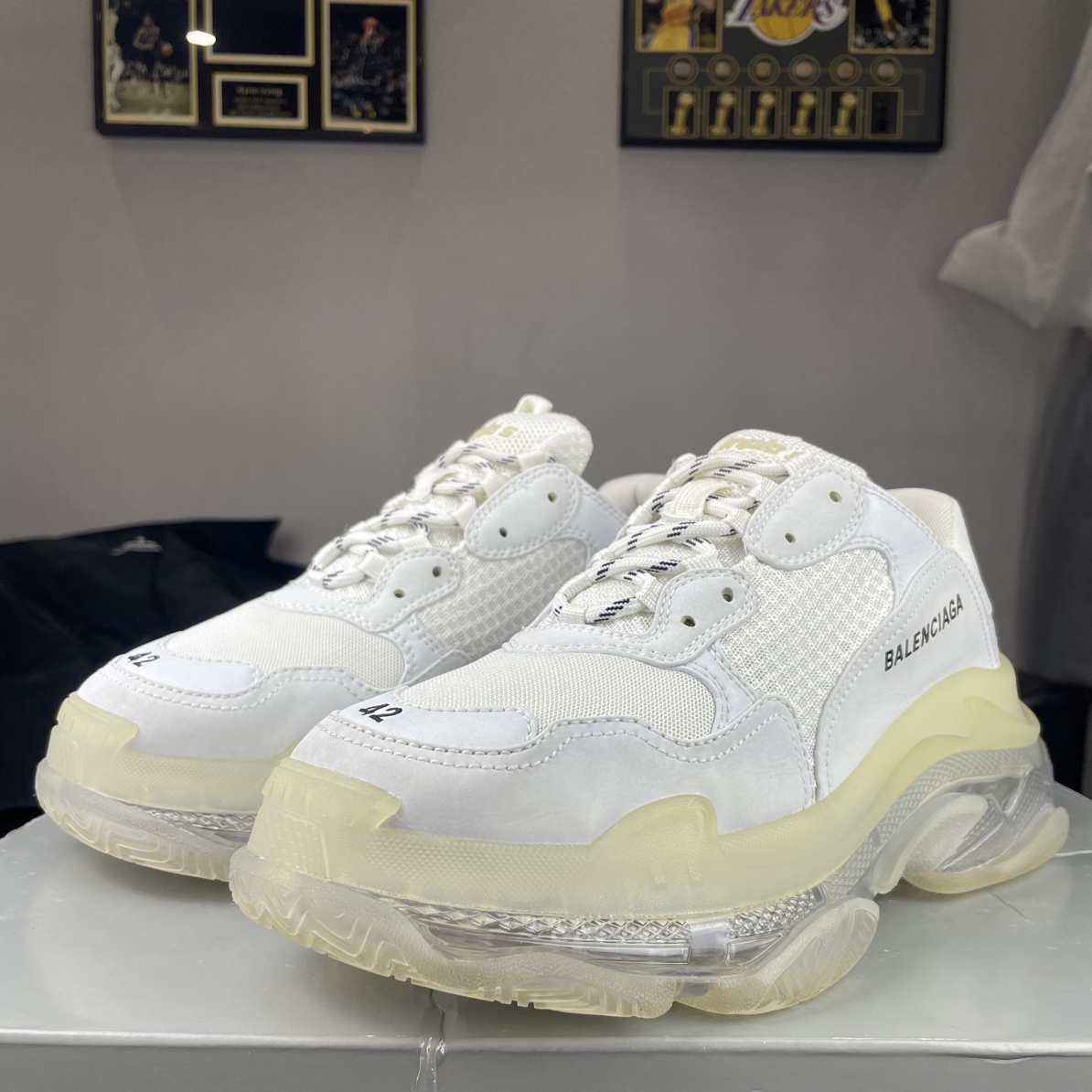99新 Balenciaga/巴黎世家 Triple s透明白老爹鞋42码原盒98新