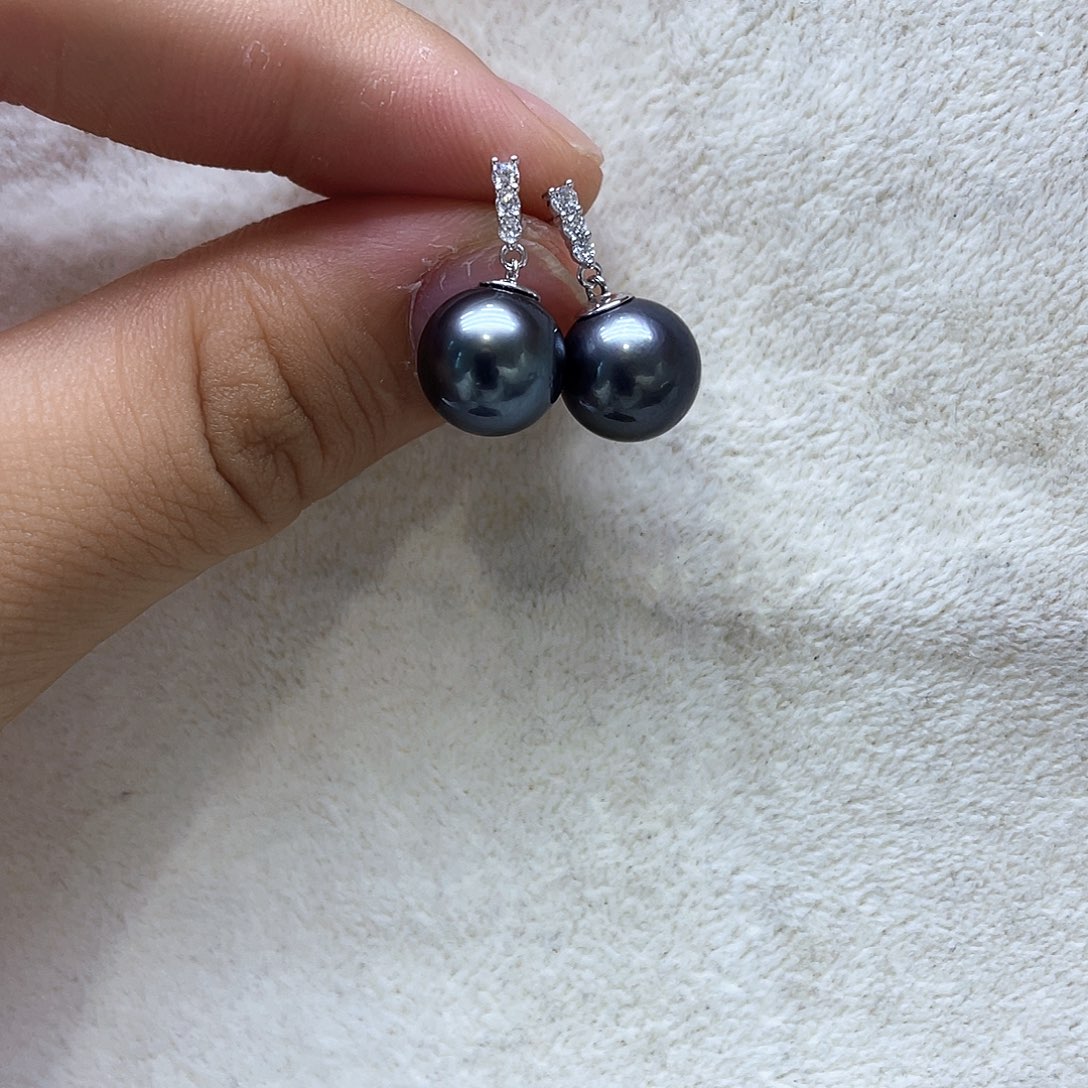 海水珍珠耳饰银S925镶嵌